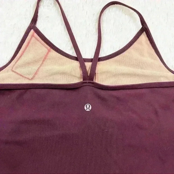Lululemon Burgundy Spaghetti Strap Lined Compression Athletic Yoga Tank - Picture 3 of 10